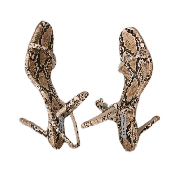 Steve Madden Womens Snakeskin Print Faux Snap Strappy Heel 9 - Picture 7 of 11